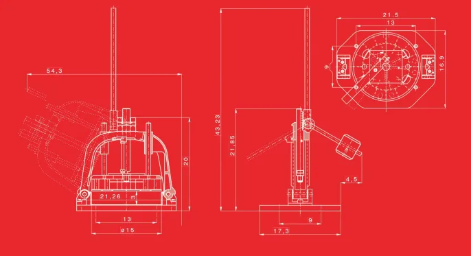 Erika HDE Dough Hand Divider | Technical Drawing