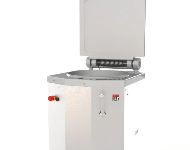 JAC DIV 20 Round hydraulic dough divider shown with open round tank configuration for professional bakery dough dividing.