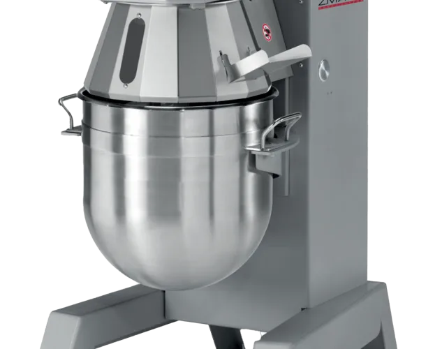 Z.Matik ZEUS Planetary Mixer with stainless-steel bowl and red control housing, distributed by Erika Baking Equipment.