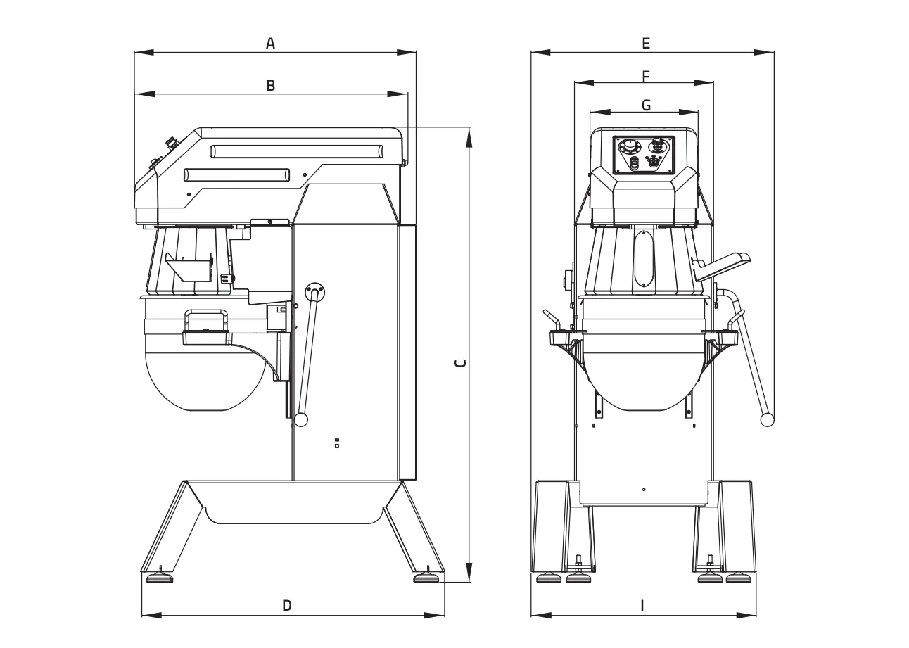 Technical drawing of the Z.Matik ZEUS Planetary Mixer showing front and side elevation views with labeled dimensions, distributed by Erika Baking Equipment.