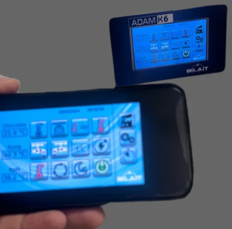 remote connectivity interface for the Bilait Adam K6 chocolate tempering machine allowing monitoring from a mobile device