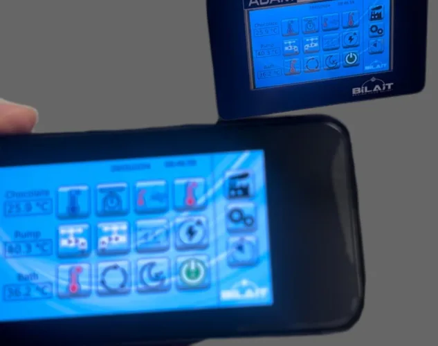 remote connectivity interface for the Bilait Adam K6 chocolate tempering machine allowing monitoring from a mobile device