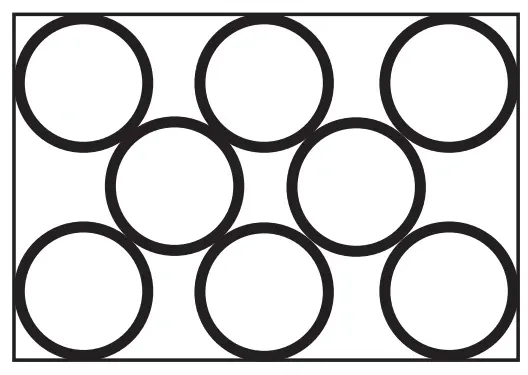 Eight-piece round layout schematic for the D8 hamburger grid. Grid layout diagram for the JAC Tradiform D8 hamburger grid, showing the 8-piece round moulding pattern used for hamburger bun production.