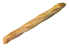 Finished long bread output from the JAC Tradiform D8 long-format grid OPTGRILFOR802, used to illustrate angled-blade long-product moulding results.