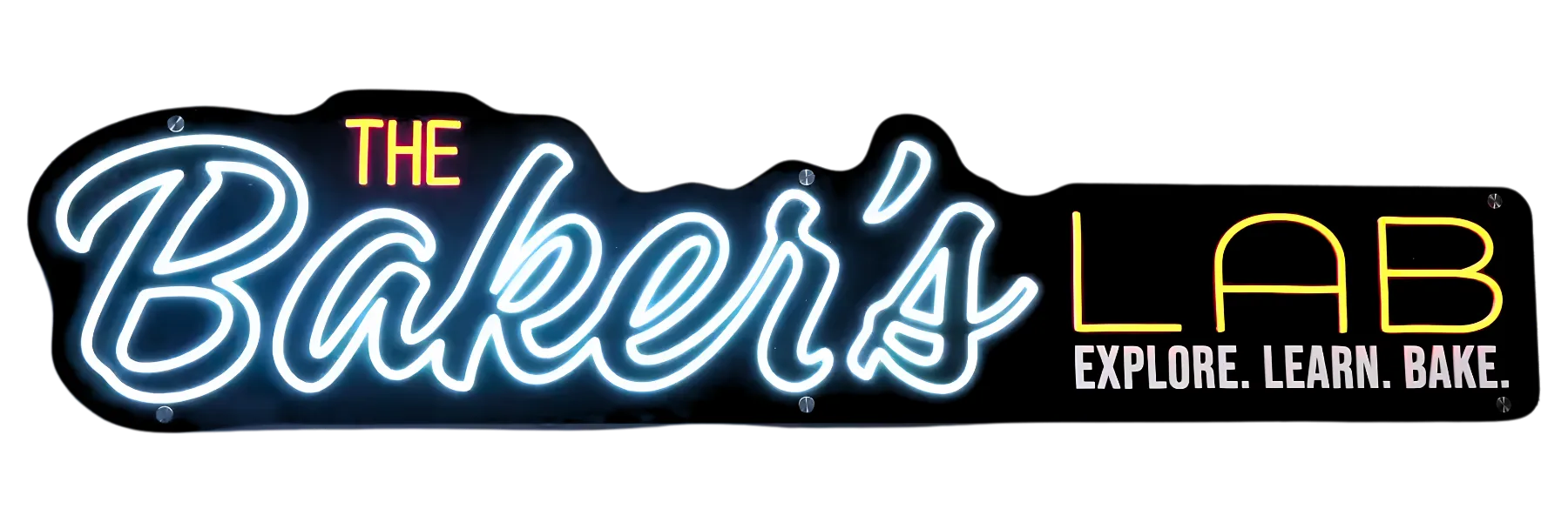 The Baker’s Lab neon sign at Erika Baking Equipment, representing the company’s commercial bakery equipment showroom and test bakery.